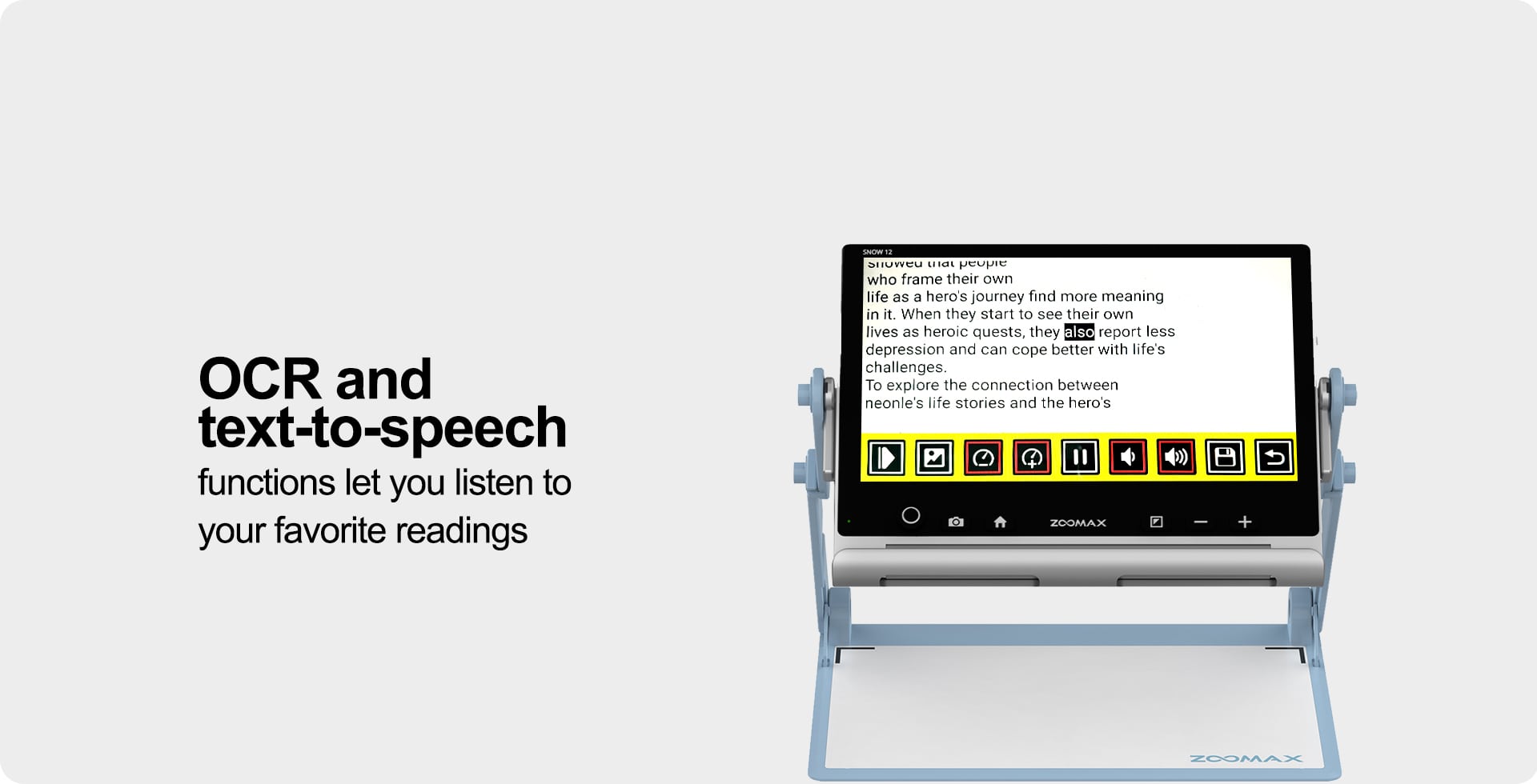 Snow 12 OCR and text-to-speech functions