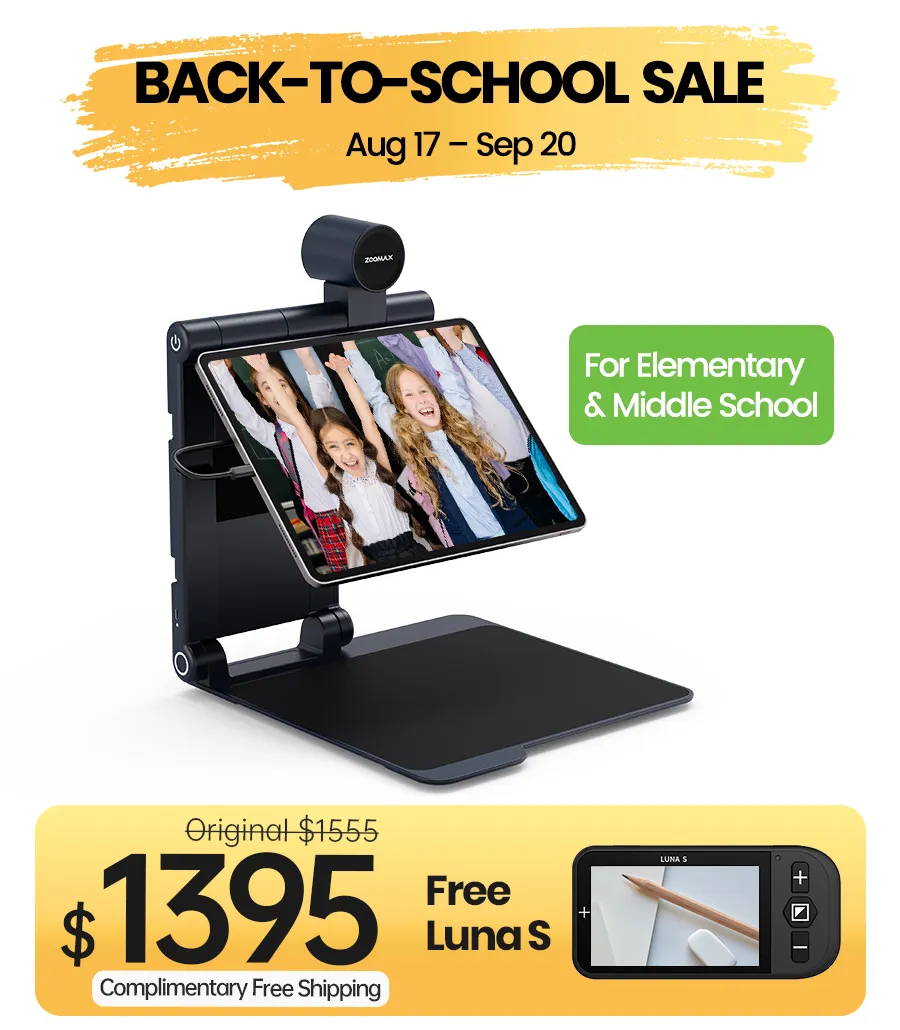 zoomax snow pad portable tablet magnifier for low vision