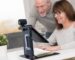 72-year-old using Snow Pad to read a recipe book - hands-free low vision aid