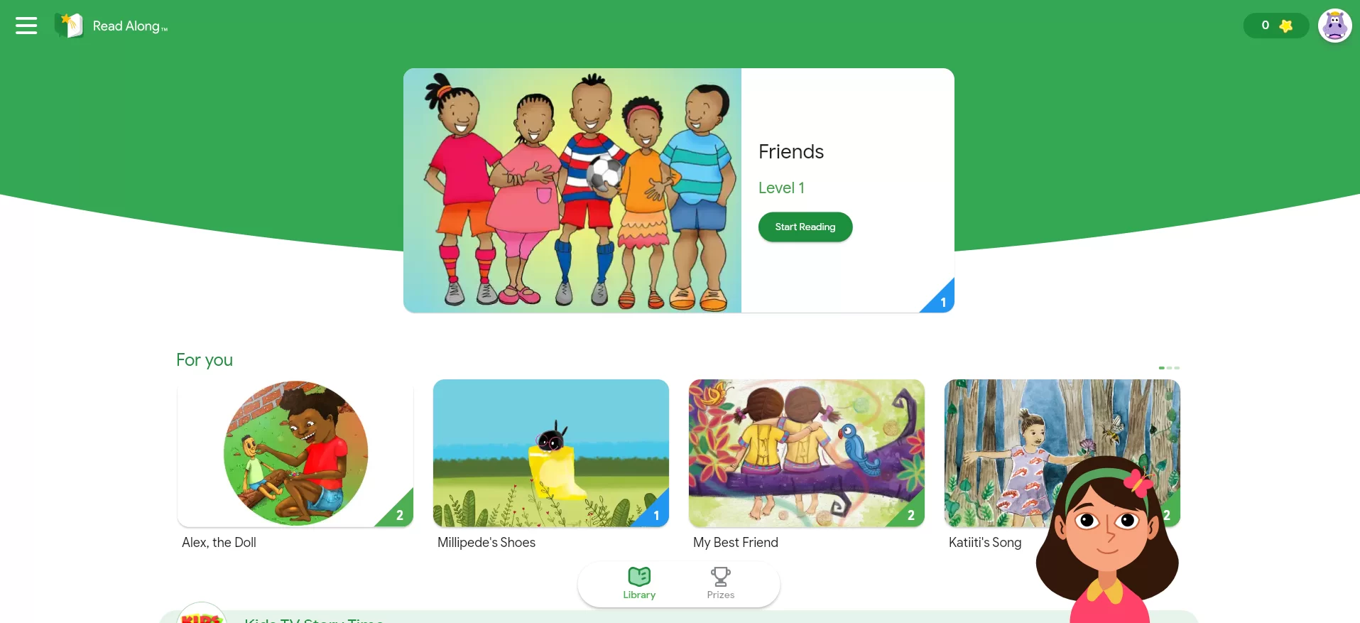 Google’s Read Along leveled reader pronunciation practice page