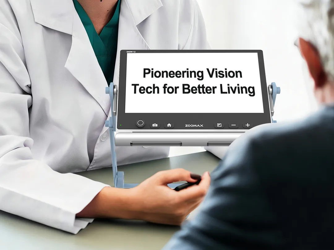 low vision aids for macular degeneration - optometrist consulting AMD patient on low vision solutions