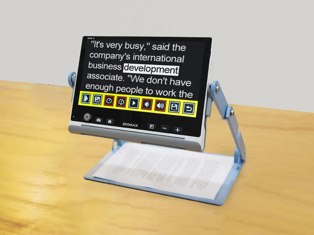 reading aids for macular degeneration - Zoomax Snow 12 OCR text-to-speech function